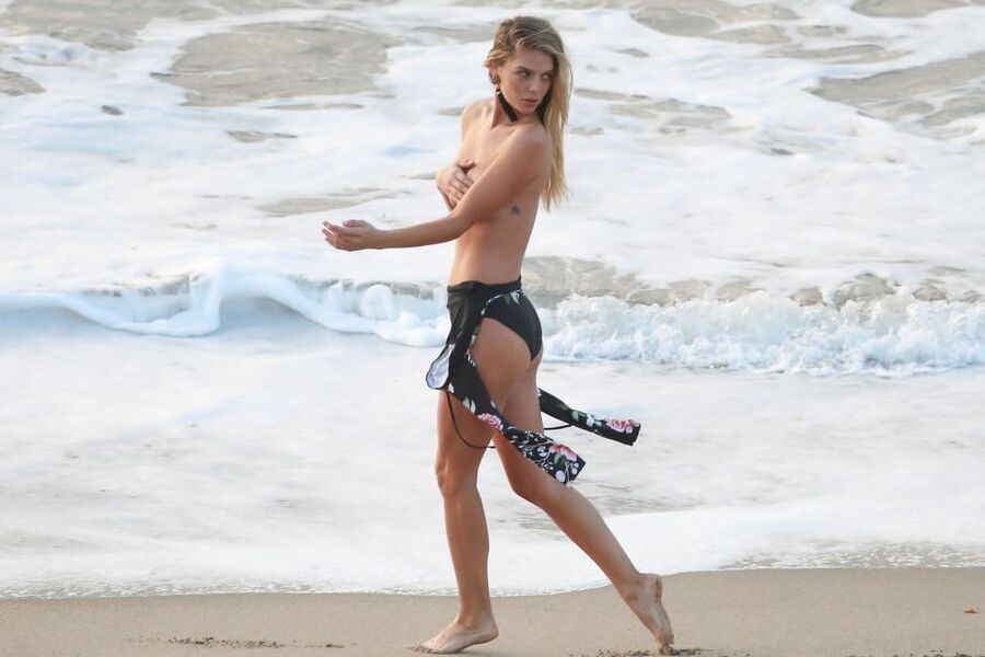 Danielle Knudson topless beach