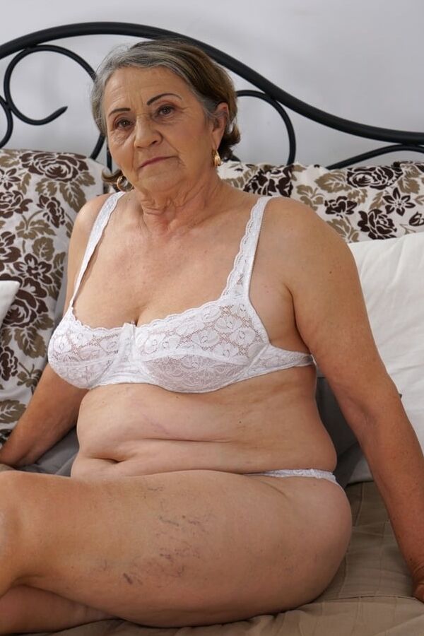 granny in her white lingerie
