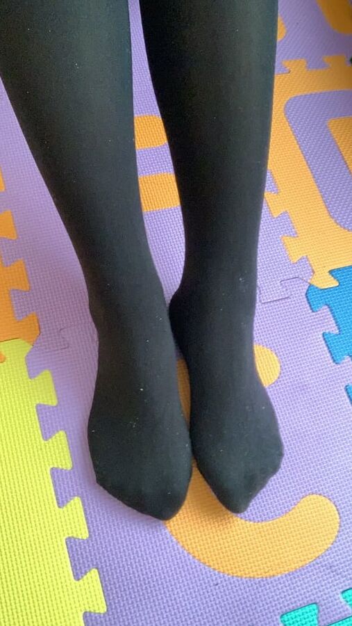 Chinese wife in opaque black tights