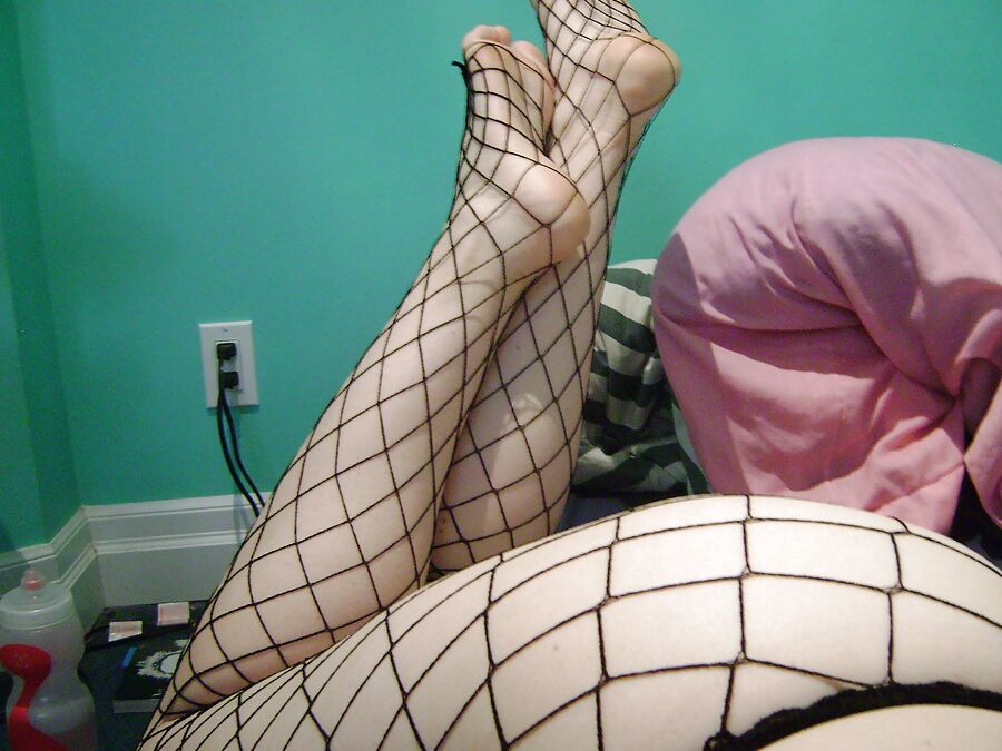 Jana Wearing Fishnet Stockings
