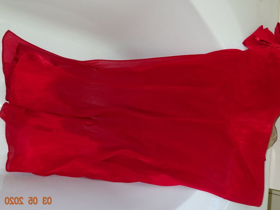 piss on red dress