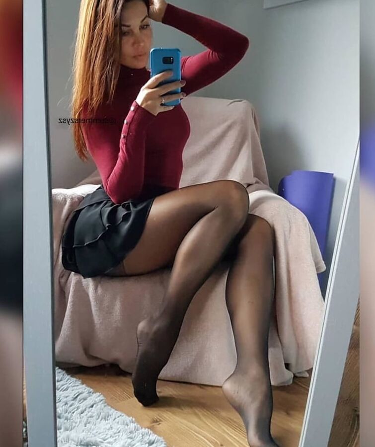 Black stockings nylon pantyhose sexy legs
