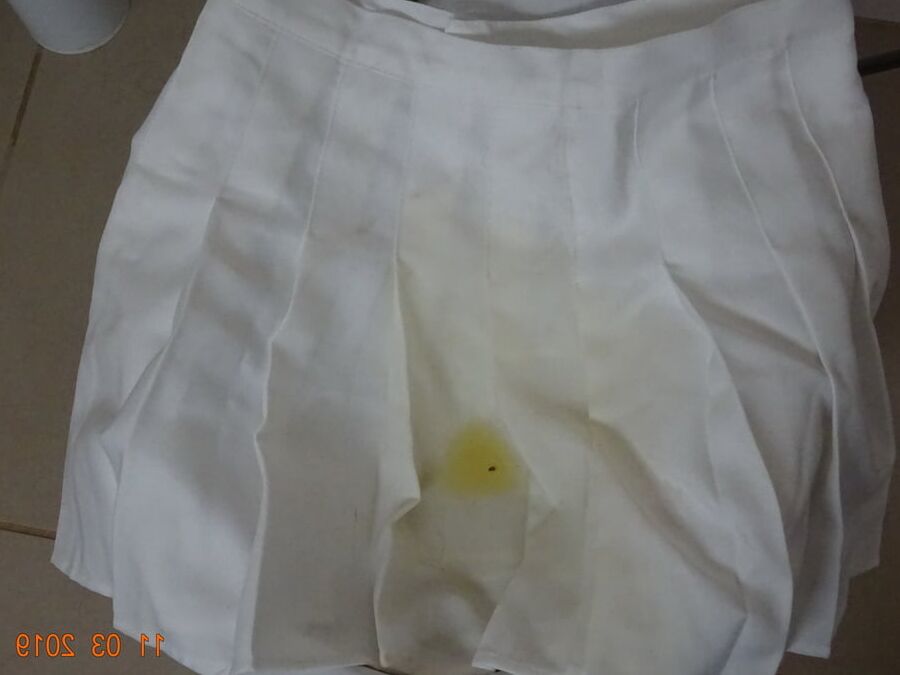 white skirt piss