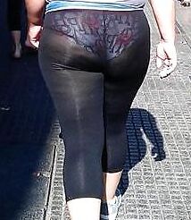 Nice girl in transparent leggings and thong