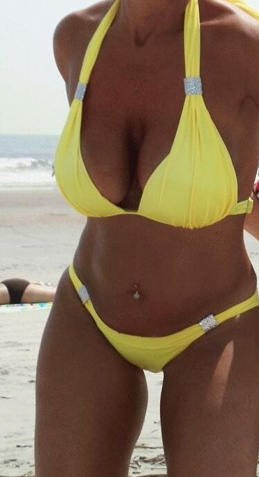 matures and amateurs in yellow bikinis