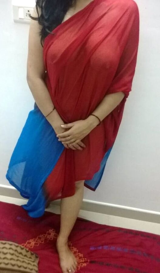 Indian Desi Bhabhi transparent chunni without blouse