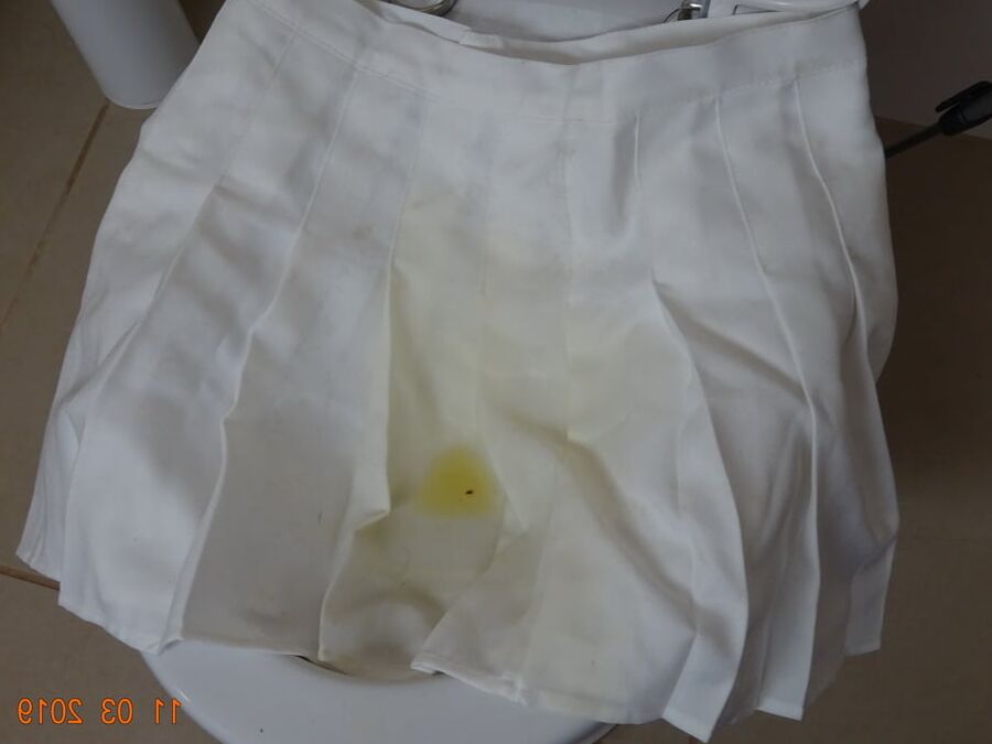 white skirt piss