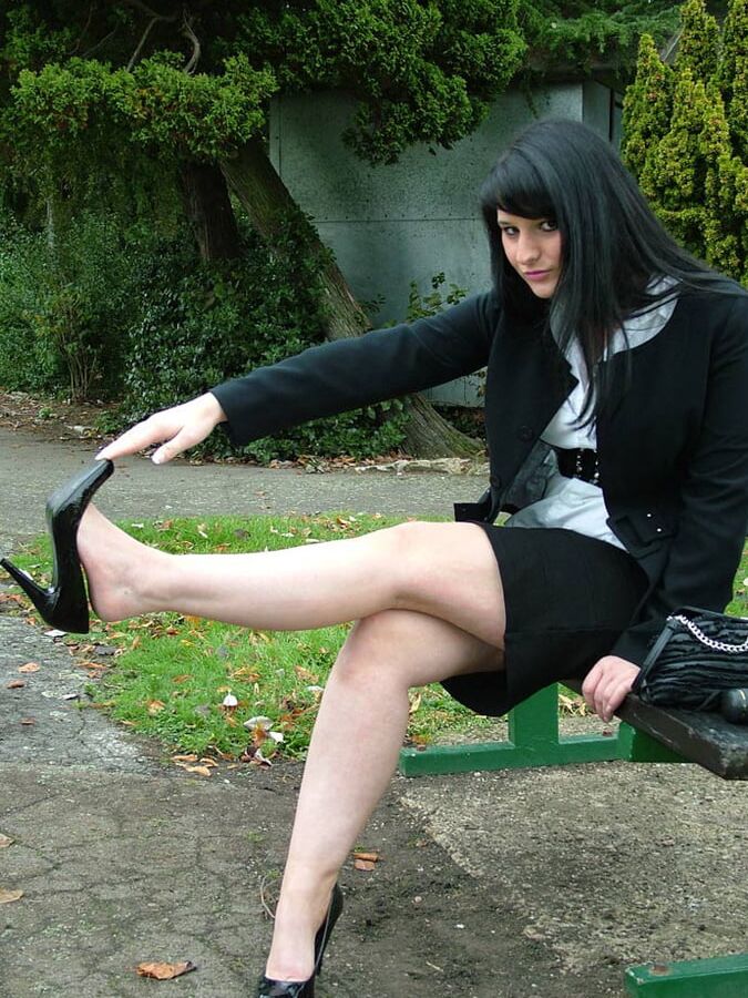 sexy legs and heels on a bench