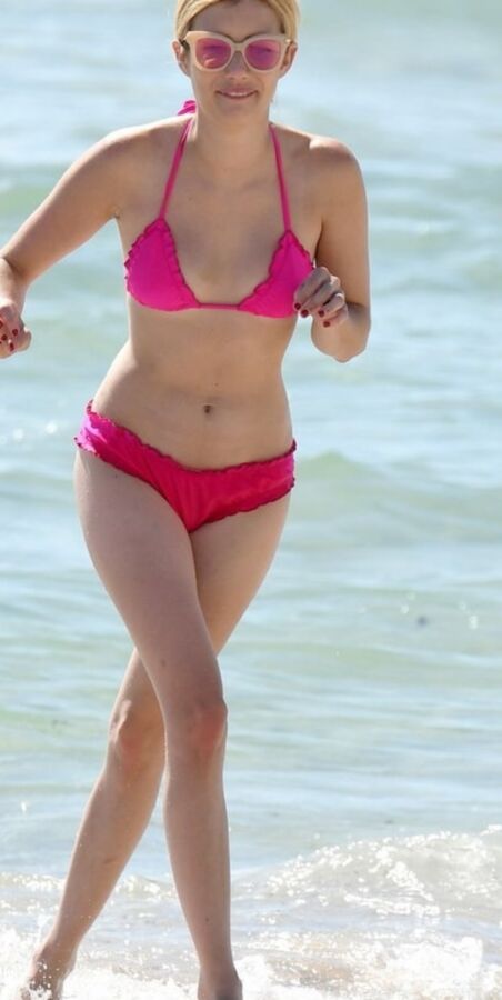 Emma Roberts in pink bikini swim suit
