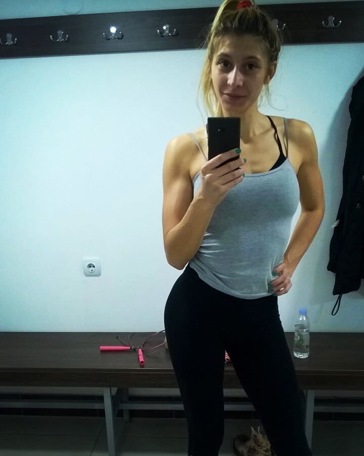 Serbian beautiful hot blonde skinny fitnes girl Jelena Simic