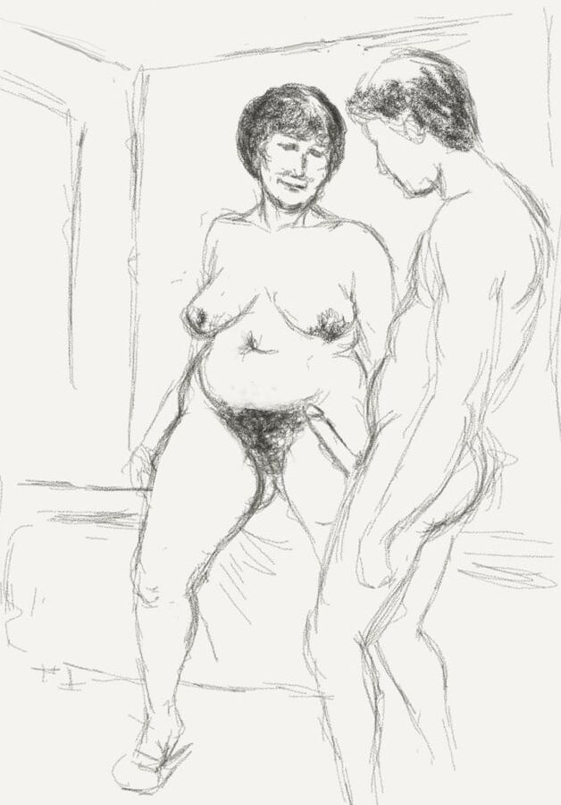 Moms and Sons erotic drawings