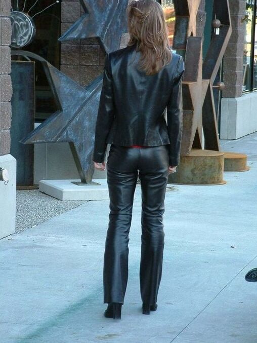 woman in leather
