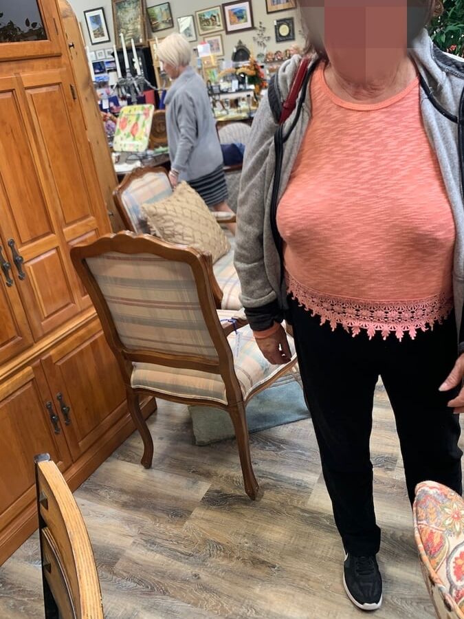 Granny Braless Shopping