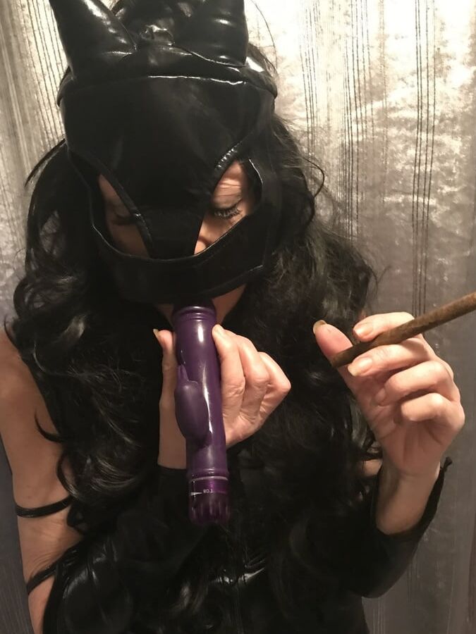 Smoking PVC Mistress Cigar Catsuit Cum Slut