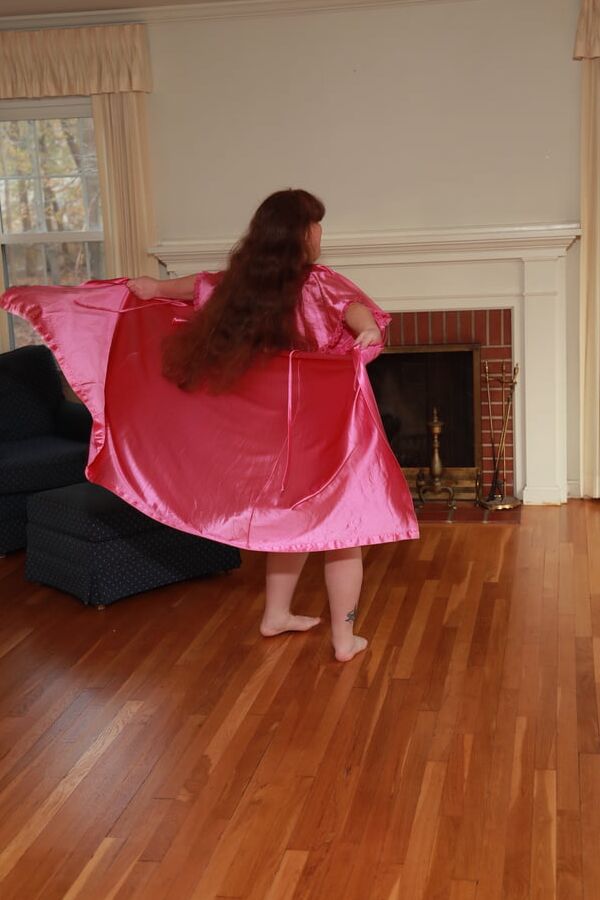 Sally in pink robe