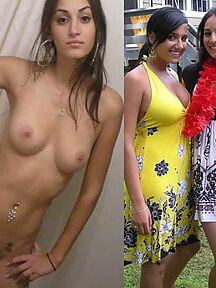 Dressed undressed amateurs with a lovely hairy pussy on show