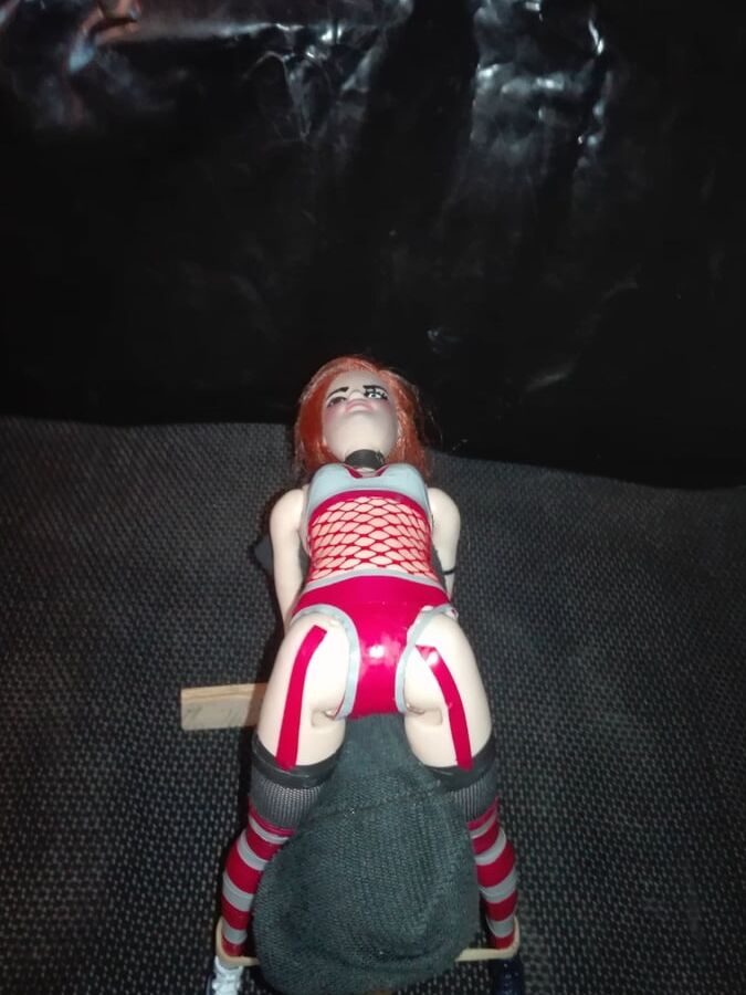 Barbie Doll bondage hard on BDSM pillory