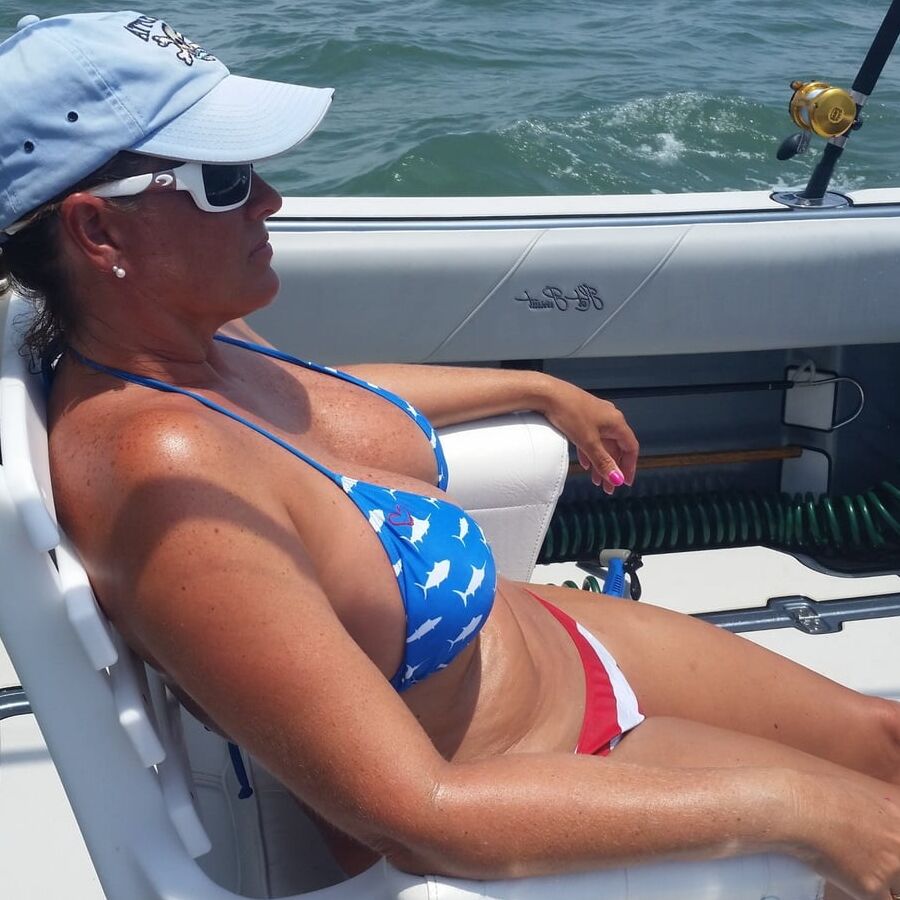 Hot Milf Bikini SC Fishing on a Boat