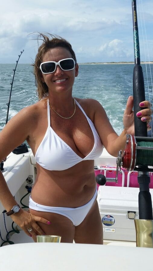Hot Milf Bikini SC Fishing on a Boat