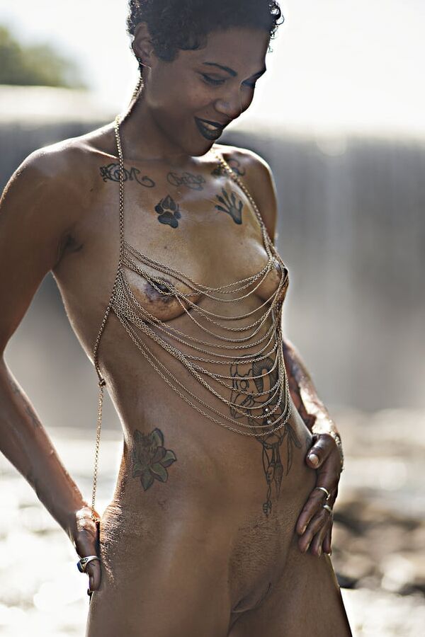 Beautiful Black Woman Naked Outside