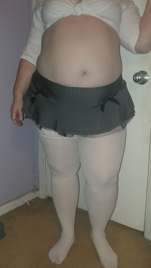 Short skirt white stockings big ass