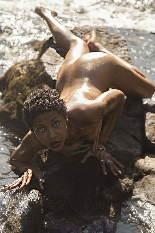 Beautiful Black Woman Naked Outside