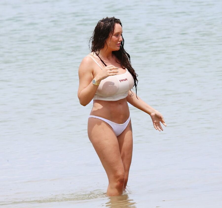 Charlotte Crosby in a white bikini
