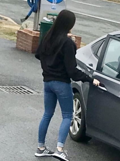 Sweet little ass in tight jeans