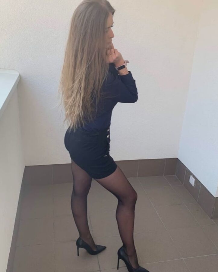 Amateur Alexandra in black nylon