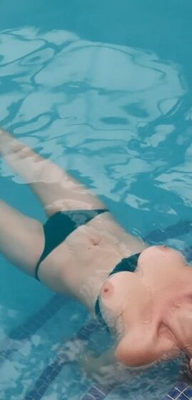 matures nude in the pool