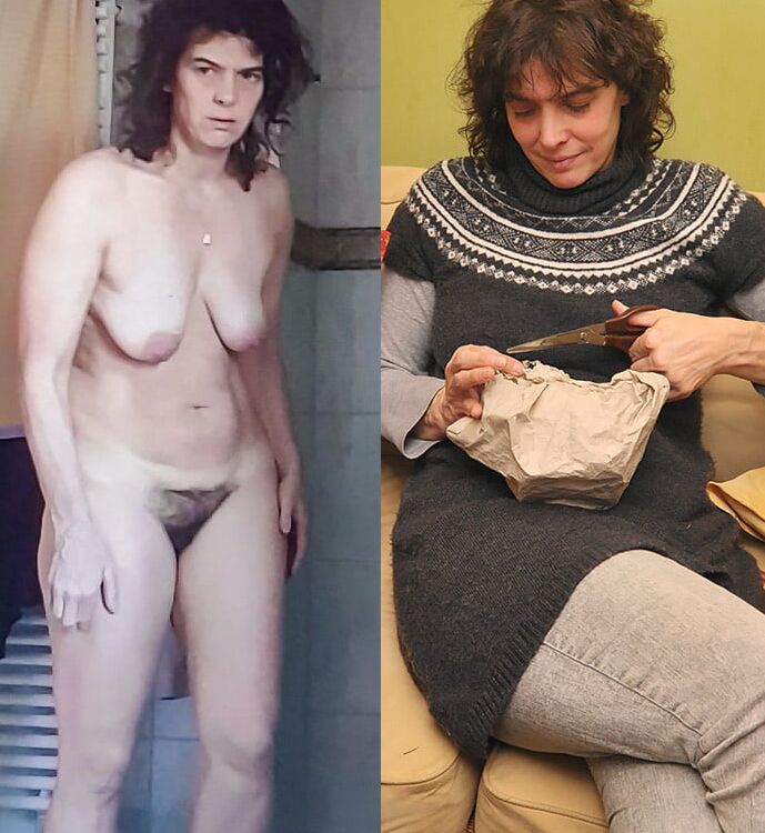 German hairy MILF Sandra dressed-undressed