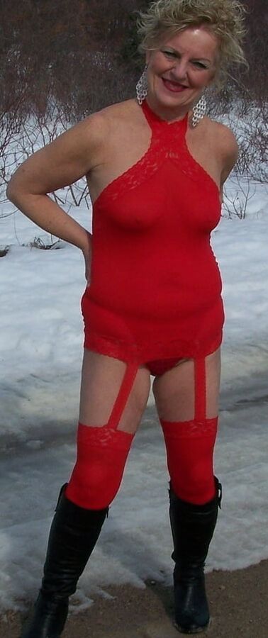 sexy Red one piece dress and nylons