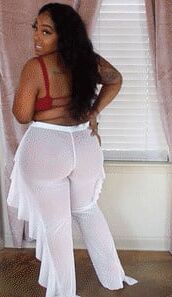 White Pants Red Thong Bikini