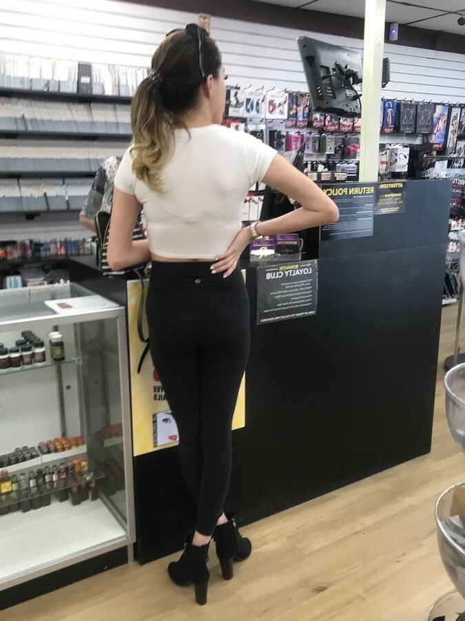 Sex shop blonde in lululemon leggings