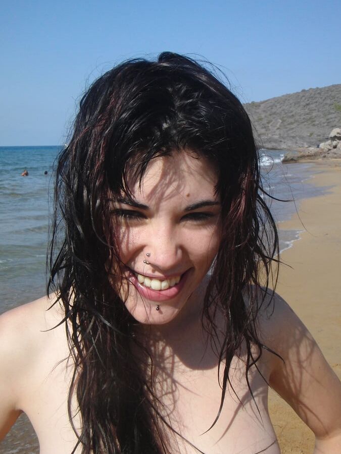 young punk rock slut from spain exposed at beach