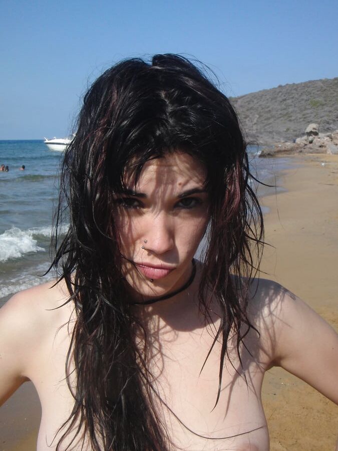 young punk rock slut from spain exposed at beach