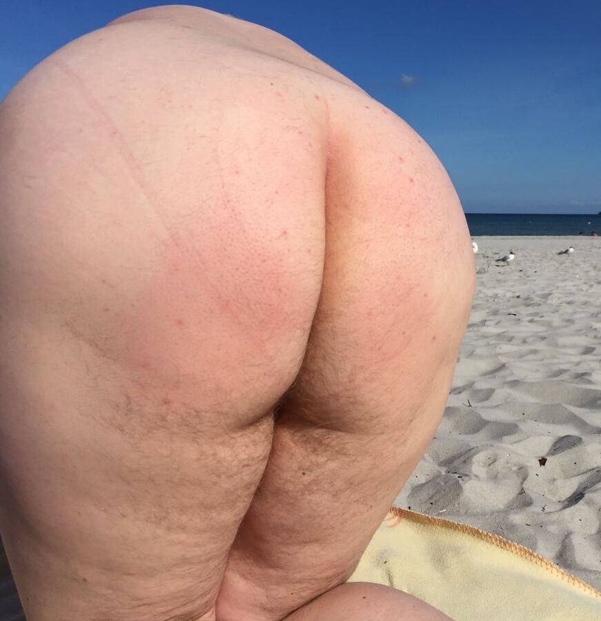 - my wife Annette - naked and hairy on the beach