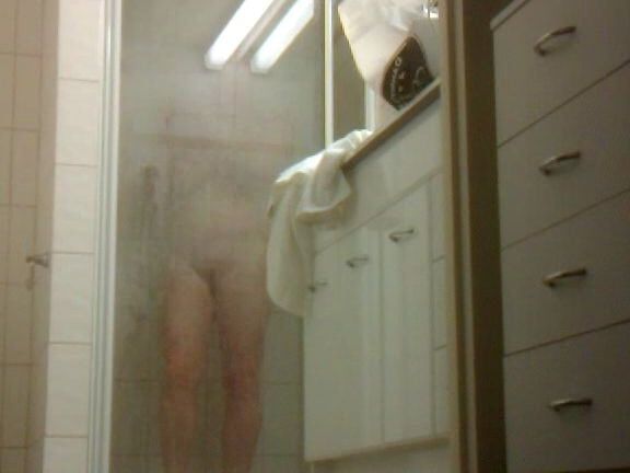 Hot big tit and hairy mature in shower