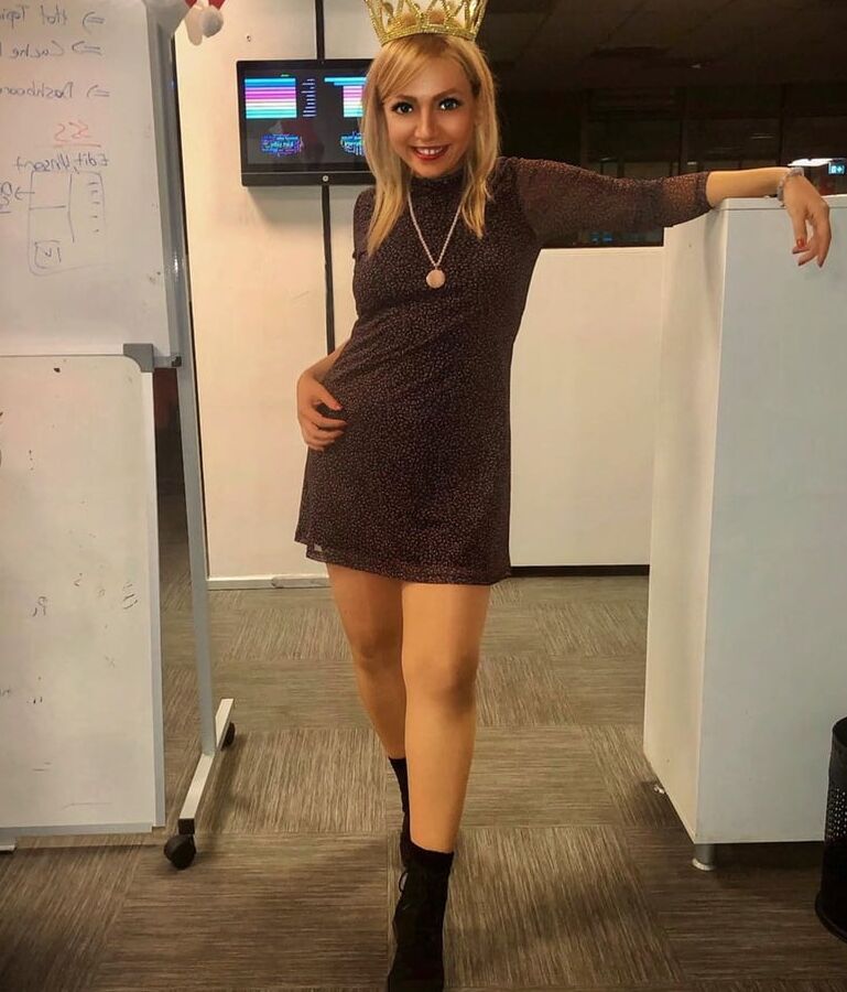 Nylon leg and feet tease from sexy Turkish office slut