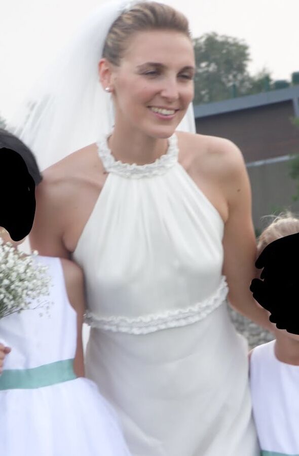 Braless bride with puffy nipples