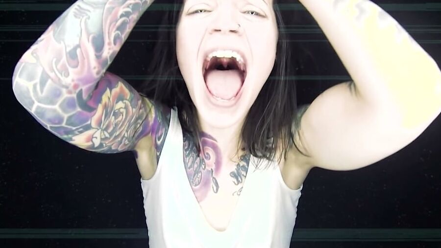 Rock Singer Renee Phoenix With Her Big Sexy Mouth Open