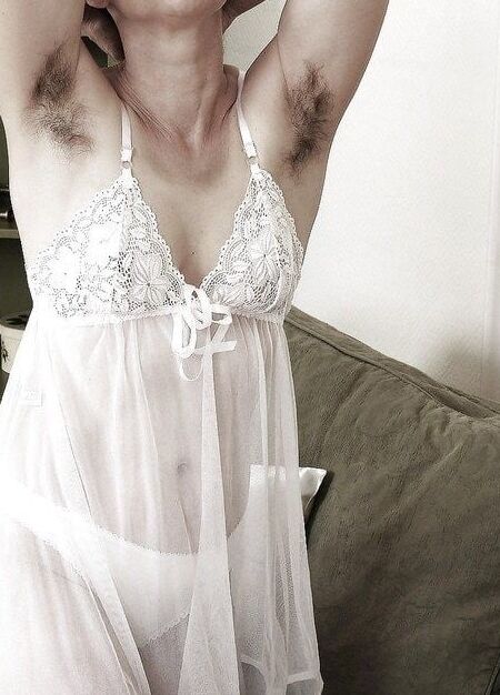 Hairy armpit women in see through or lingerie