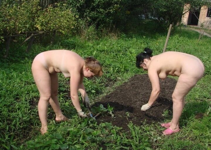 Nude gardening. Naked garden