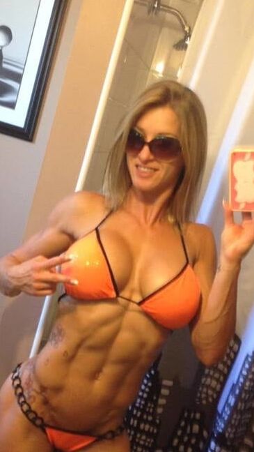 Melanie Brooks! Abs On The Blonde Oiled Milf!