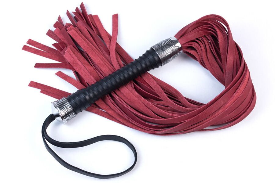 Red leather flogger