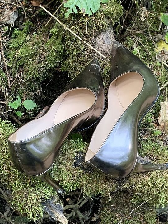 metallic heels by Prada