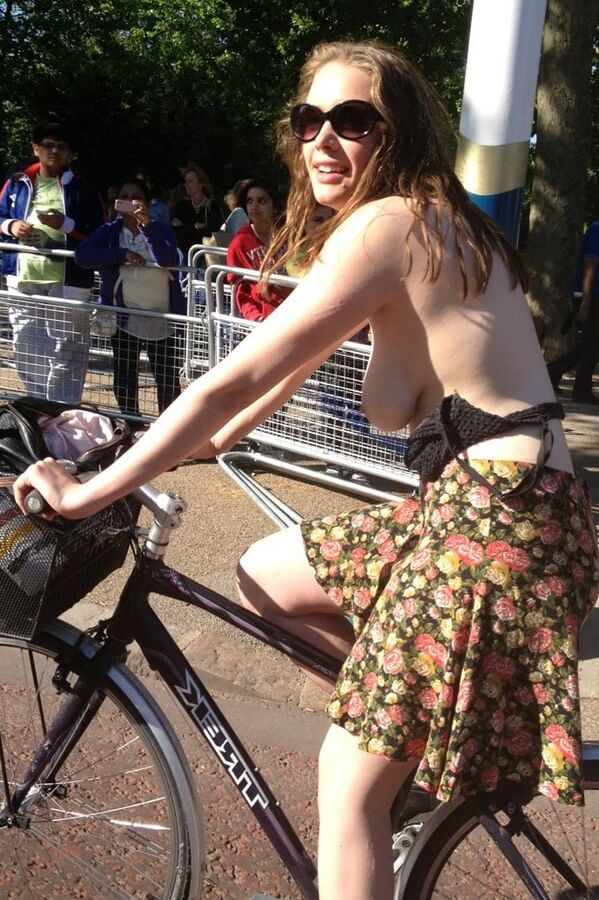 Flower Skirt Girl London WNBR (word naked bike ride)