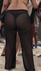 Sexy black thong booty in sheer pants