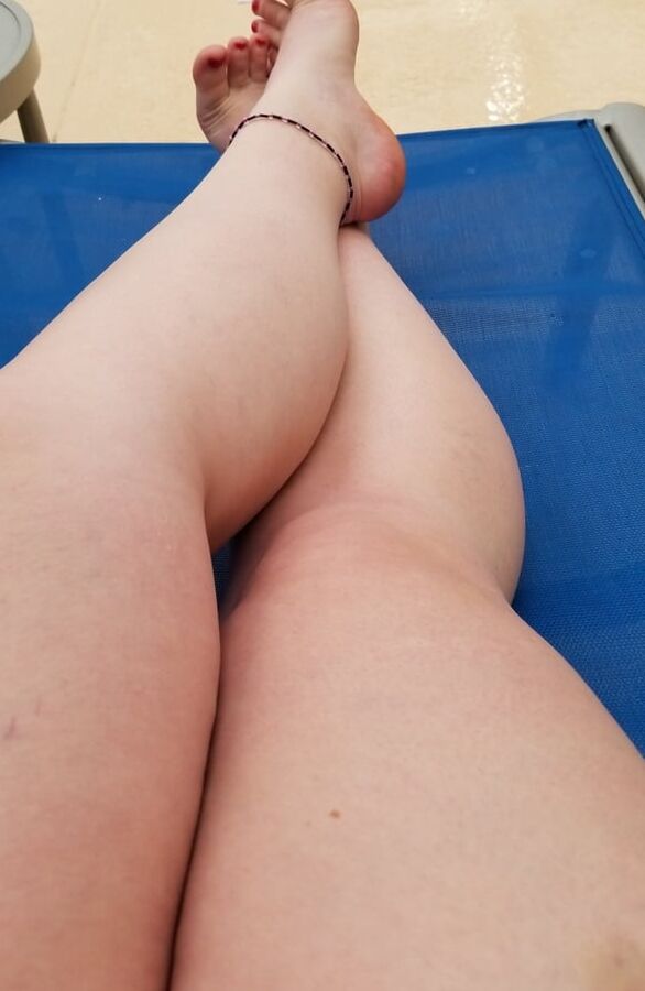 Relaxing poolside after a long day being a dance mom milf