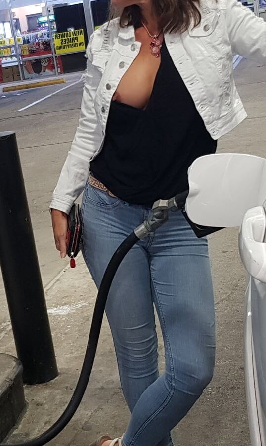 Tits at gas station